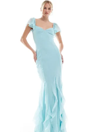 ASOS ASOS DESIGN Tall flutter sleeve maxi dress with ruffle godets in