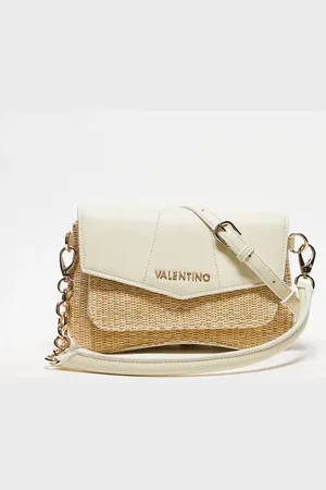 VALENTINO Valentino unika straw mix shoulder bag in cream