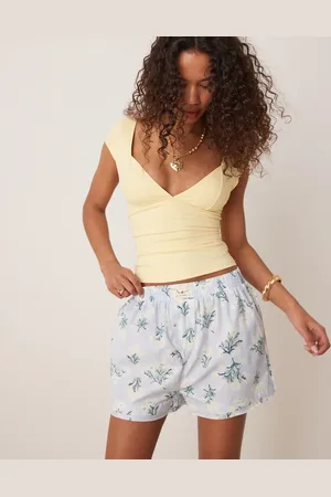 Free People Day to day floral boxer shorts in chambray combo