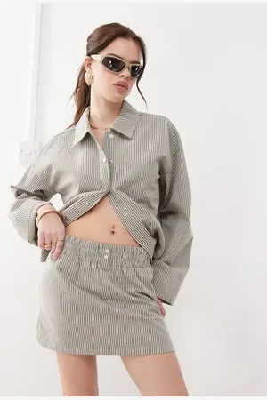 Noisy May Boxer mini skirt co-ord in stripe