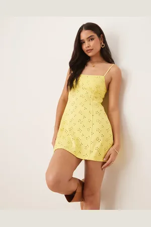 Free People Full bloom pointelle mini slip dress in banana cream