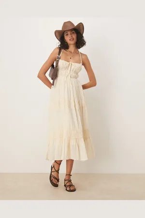 Free People Taking sides tiered midaxi dress in sand