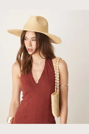 My Accessories Woven straw wide brim hat in natural beige