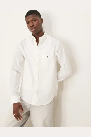 GANT Shield logo seersucker tonal stripe shirt in off
