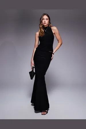 Fashionkilla Double sculpted slinky maxi skirt co-ord in