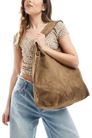 Pull&Bear Faux suede tote bag in light