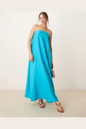 ASOS Cupro bandeau maxi dress in turquoise