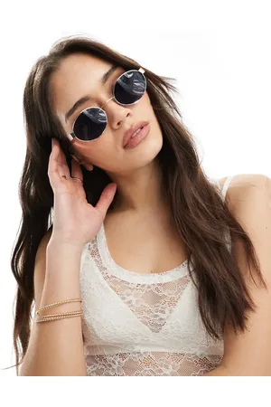 Monki Metal retro oval sunglasses in