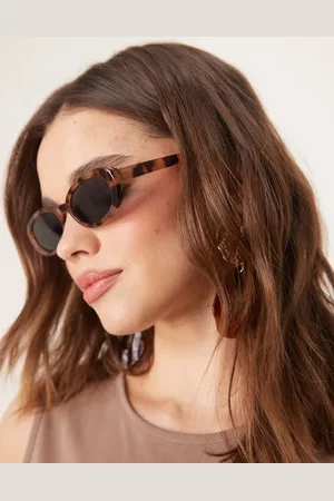 ASOS Skinny oval sunglasses in milky tort