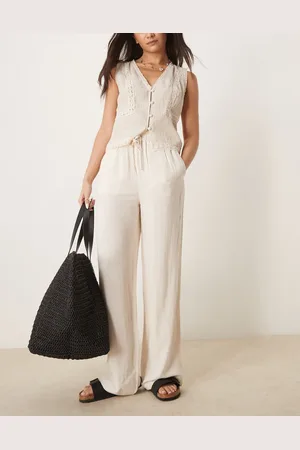 SELECTED Femme linen trouser in cream