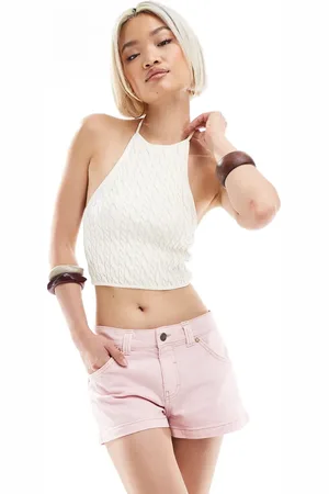 Bershka Cable knit halterneck top in