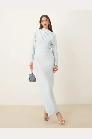 ASOS High neck draped bodice maxi dress in light