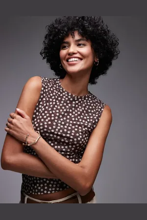 Topshop Ruched polka dot top in