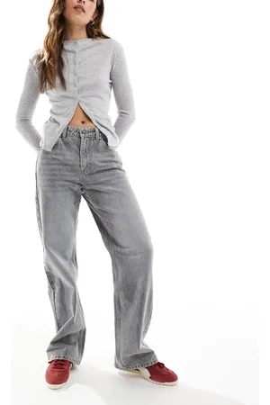 Bershka Straight wide leg jeans in dark
