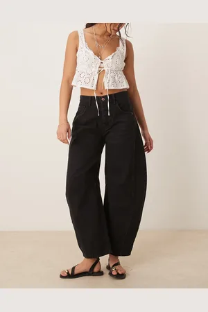 Free People Good luck mid rise barrel jeans in soundwave