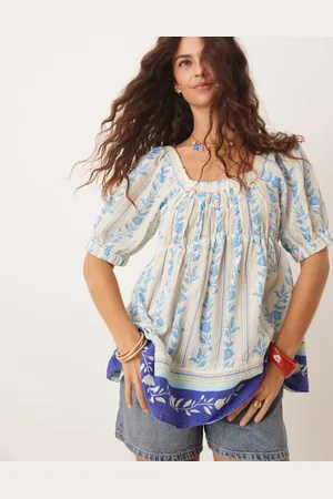Free People Santorini print blouse in blue