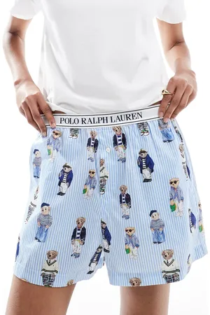 Ralph Lauren All over bear print sleep boxer short in stripe