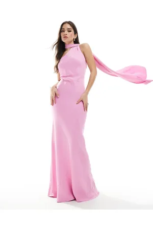Maids to Measure Bridesmaid one shoulder scarf maxi dress in orchid