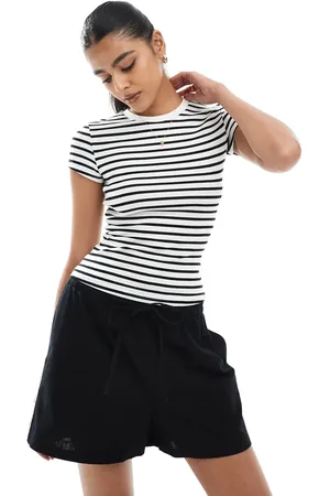 Bershka Baby tee in navy and white stripe