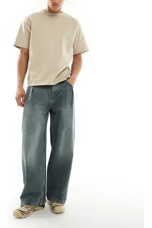Pull&Bear Super baggy fit jeans with darts in washed
