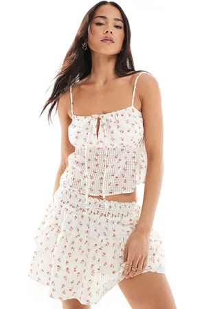 Daisy Street Gathered cami top in red cherry co-ord