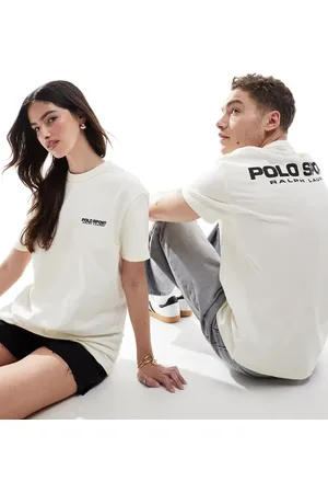 Ralph Lauren Sport capsule unisex front and back logo print heavyweight t-shirt in cream