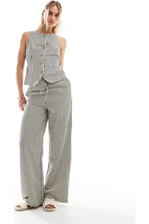 New Look Co-ord stripe wide leg trousers in