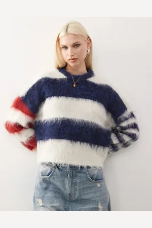 The Ragged Priest Oversized stripe jumper in red stripe