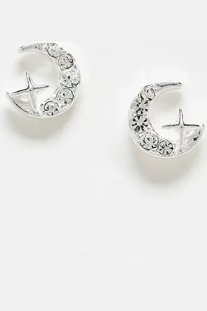 Kingsley Ryan Gemset crescent moon stud earrings in sterling