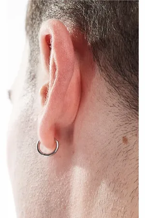 LOST SOULS Mismatched huggie hoop earrings in stainless steel