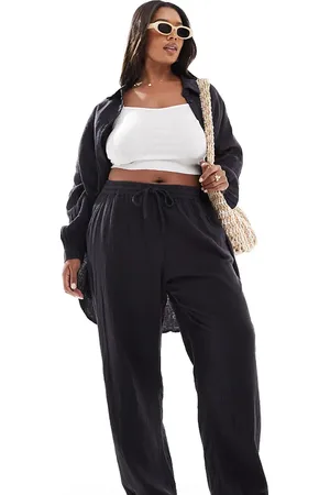 ONLY Cheesecloth pull on trousers co-ord in charcoal