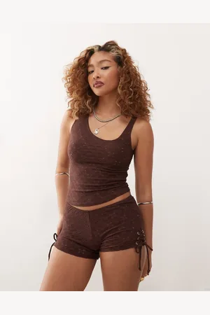 Motel Fukama stretch broderie vest top in