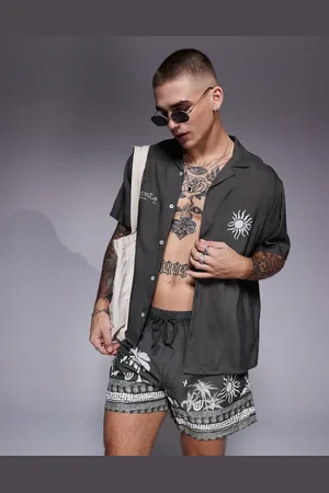 ASOS Co-ord boxy revere shirt with summer graphic in