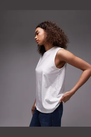 ARKET Jersey t-shirt top with cap sleeves in