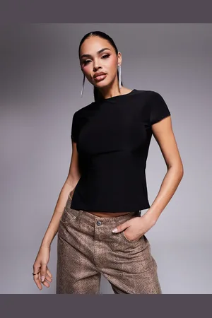 Kaiia Exclusive slinky cap sleeve side split top in