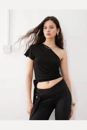Lioness Double layered slinky one shoulder tie side top co-ord in