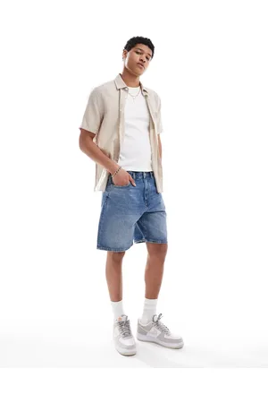 Pull&Bear Standard fit denim short in mid