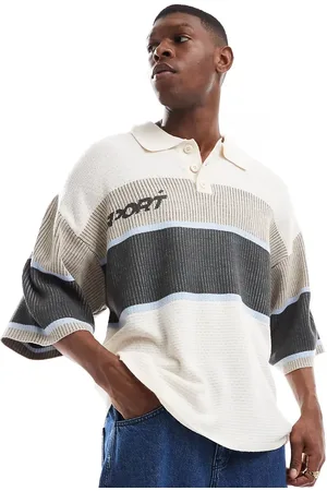 COLLUSION Knitted football shirt in beige