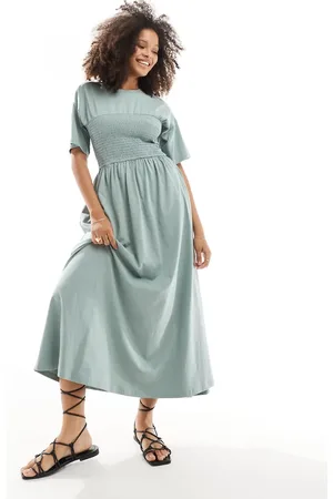 ASOS T-shirt midi dress with shirred bust in