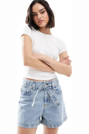 JJXX Denim shorts with tie waist in light
