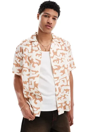Only & Sons Revere collar shirt in burnt orange print