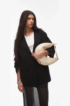 Topshop Linen oversized slouchy blazer in