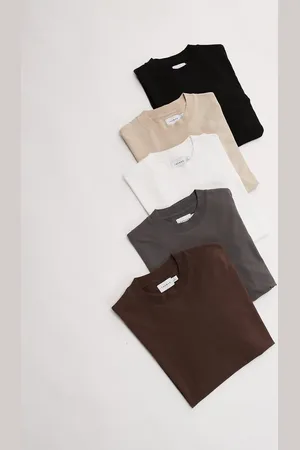 Topman 5 pack oversized fit t-shirt in black, white, grey, stone and brown