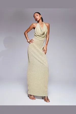 ASOS Sequin cowl maxi dress with cross back in