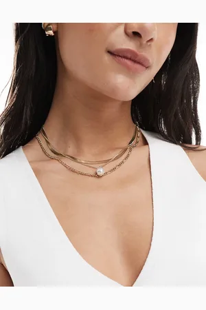 Pieces® Multi chain necklace with pearl detail in