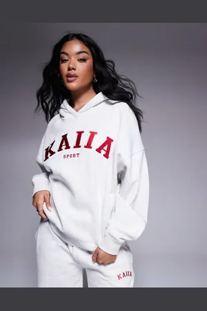 Kaiia Embroidered logo hoodie co-ord in marl and red