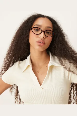 ASOS Clear blue light lens slim oval glasses in tort