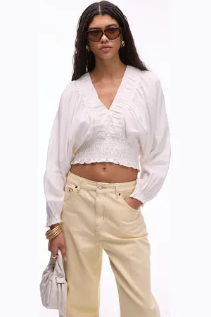 & OTHER STORIES Volume sleeve blouse with smocked neckline and bodice in