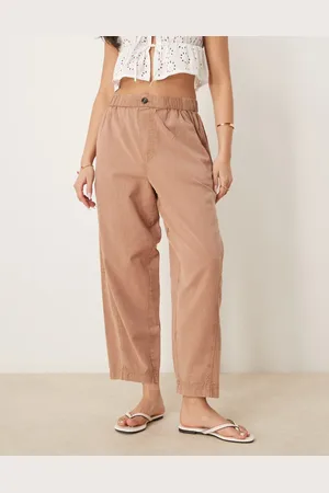 ASOS Washed linen trousers in mocha