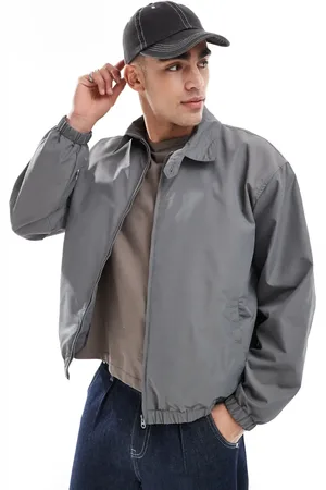 ASOS Lightweight oversized harrington jacket in charcoal